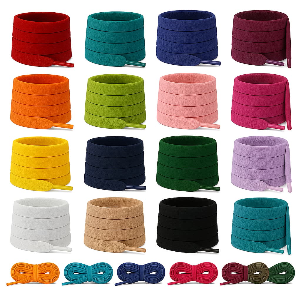 Par Cadarço Chato Tenis Premium Poliéster Premium Várias Cores 1,20m