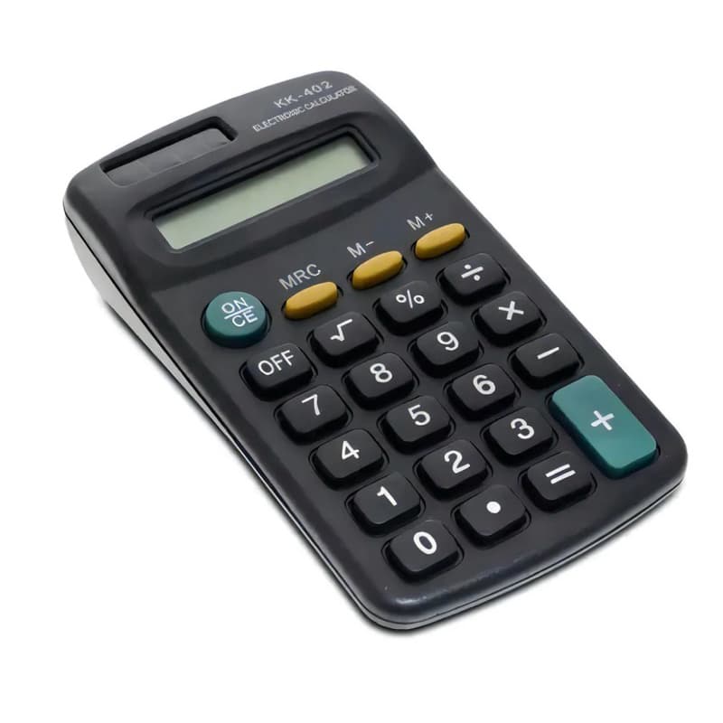 Calculadora De Mesa E Bolso Pequena 08 Dígitos Escolar Kk402 Cor Preto + pilha de brinde