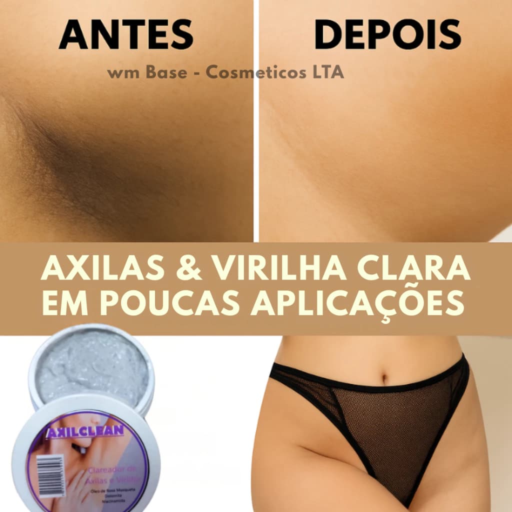 Kit 1 ,2 ou 3 Unidades Axilclean Clareador Axilas e Virilhas 150g Potente
