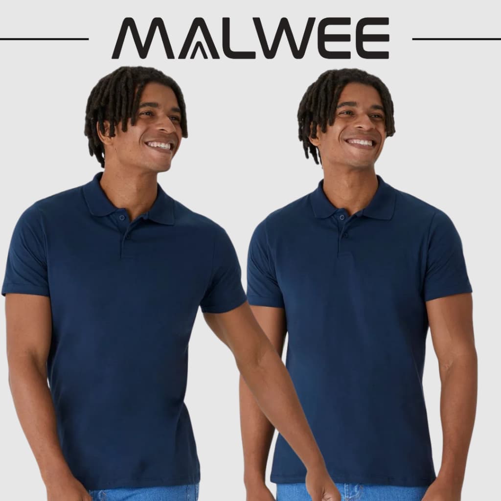 kit 2 camisetas golo polo masculina malwee 100% Algodão Puro Mawee Original polo - 4430