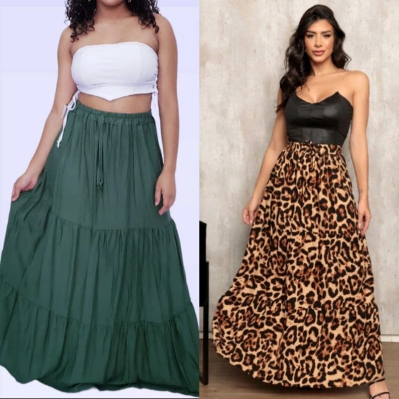3 Saias Longas Feminina Tres Marias Feminina Animal Print Variadas