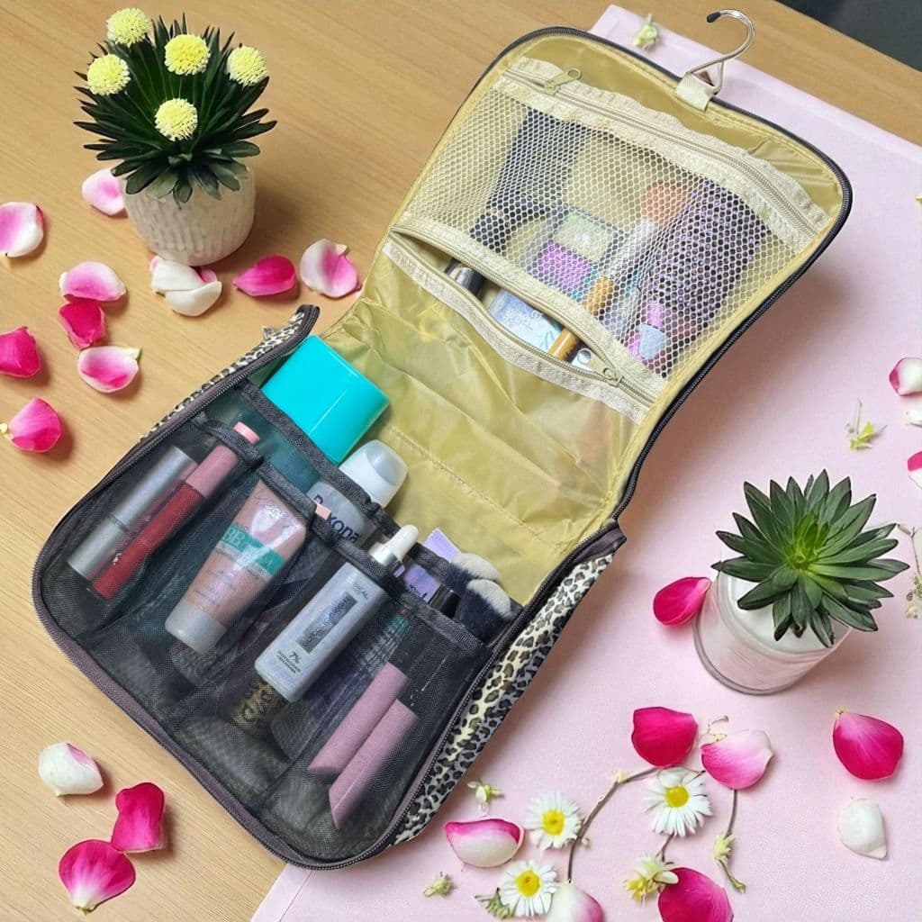 Necessaire Bolsa Organizador De Maquiagens E Cosméticos Para Viagem Com Alça E Divisória