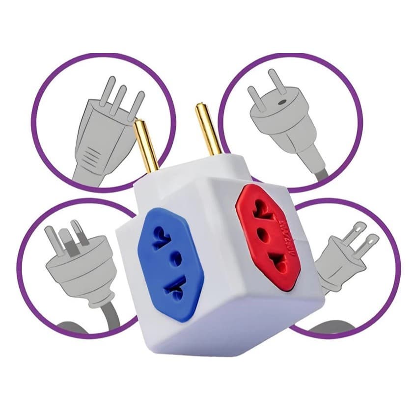 Adaptador de Tomada Cubo Colorido Prime 4 Entradas Bivolt Universal 10A e 20A