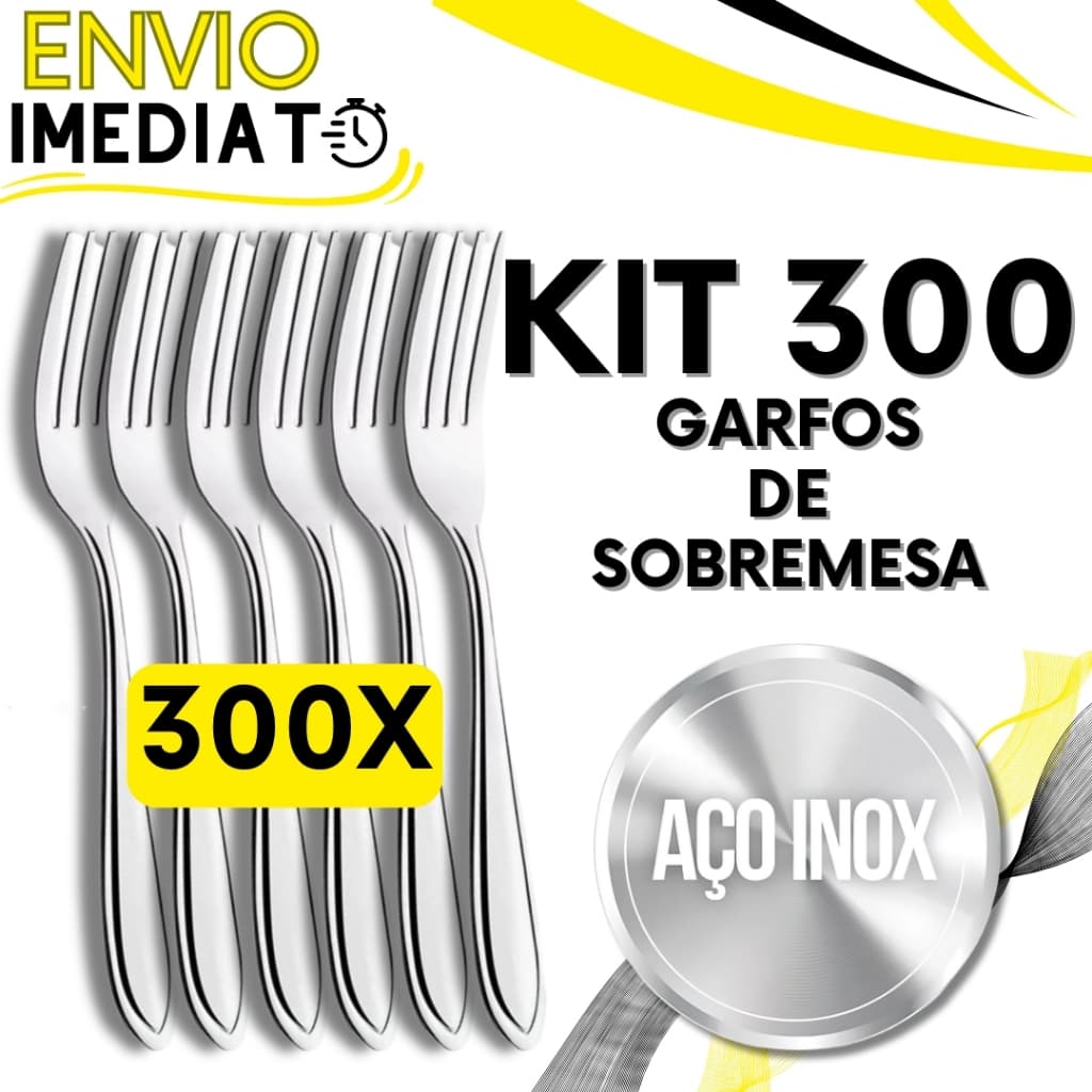KIT Jogo 300 Garfo Para Sobremesas Talher de Aço Inox Luxo Reutilizável Faqueiro Para Casa Restaurante Buffet Bar Doces