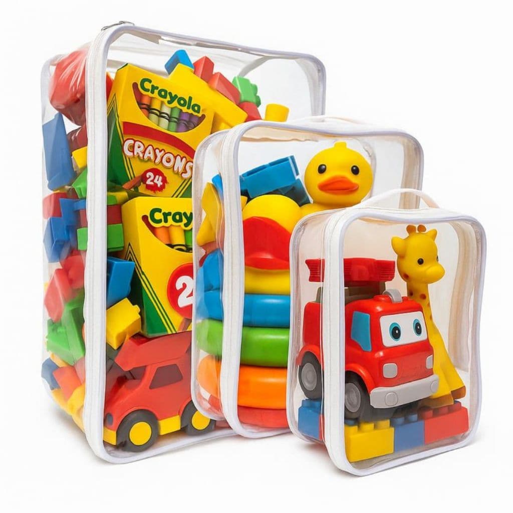 Kit 3 Organizador Necessaire Brinquedos Itens de Higiene com Zíper Dobrável 1p + 1m + 1 G