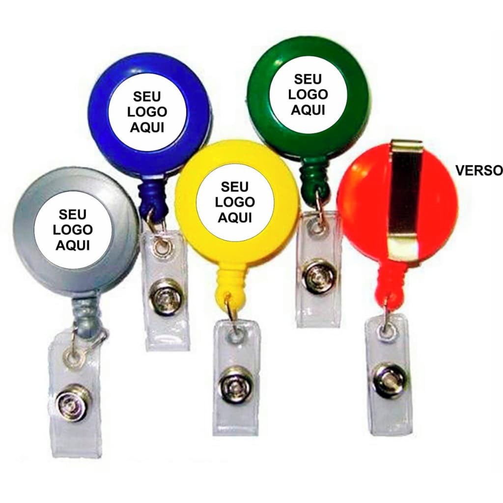 PORTA CRACHÁ PERSONALIZADO - ROLLER CLIP - RETRÁTIL - IÔIÔ PARA CRACHÁ - 100 150 200 UNIDADES