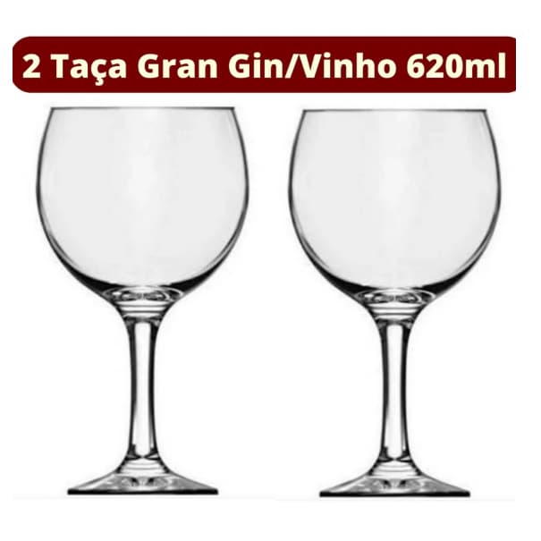 CONJUNTO KIT 2 PÇS Taça GIN Tônica VIDRO 620ML ENVIO IMEDIATO