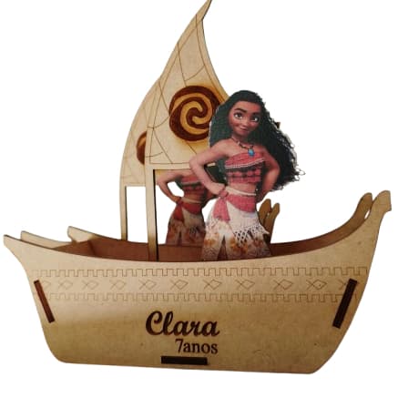 Centro de Mesa Moana Personalizado em MDF – Aniversário Infantil Medio  (LEIA A DESCRIÇÂO PARA CONFERIR TAMANHO)