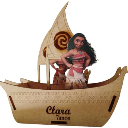 Centro de Mesa Moana Personalizado em MDF – Aniversário Infantil Pequeno (LEIA A DESCRIÇÂO PARA CONFERIR TAMANHO)