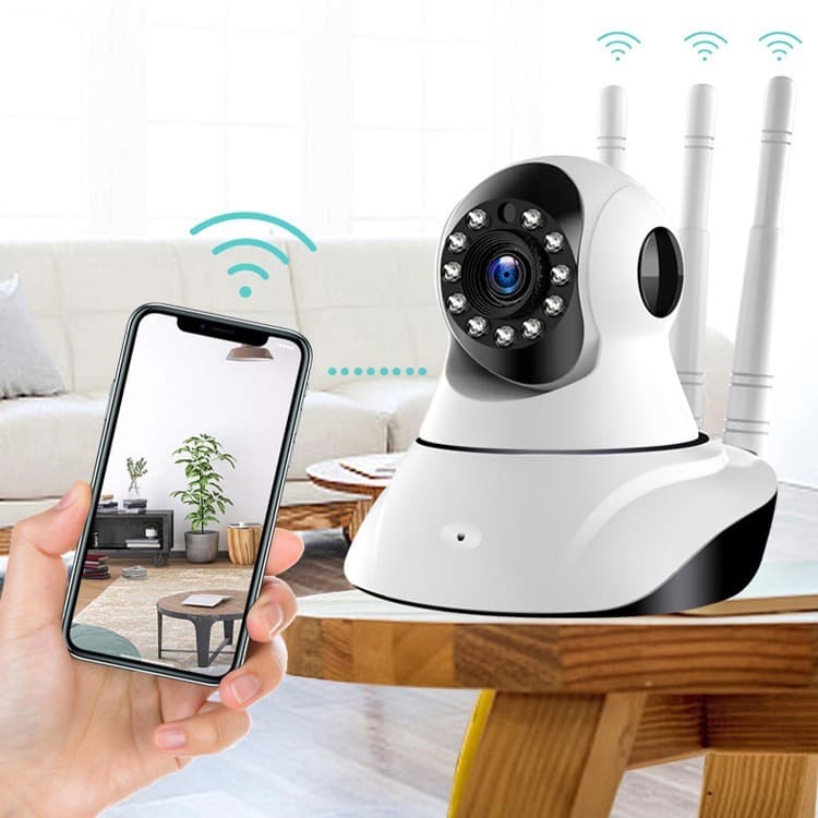 Câmera Segurança iP Babá Eletrônica Wifi Robô 3 Antenas 5G Sistema Yoosee Visão noturna Full HD 360º