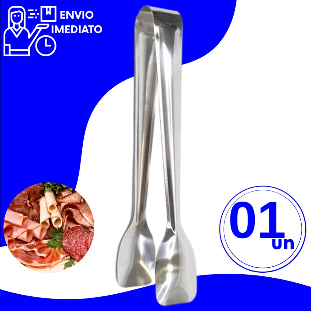 Pegador de Frios Carnes Salgados Salada 18cm Aço Inox Premium Universal para Restaurantes Buffet