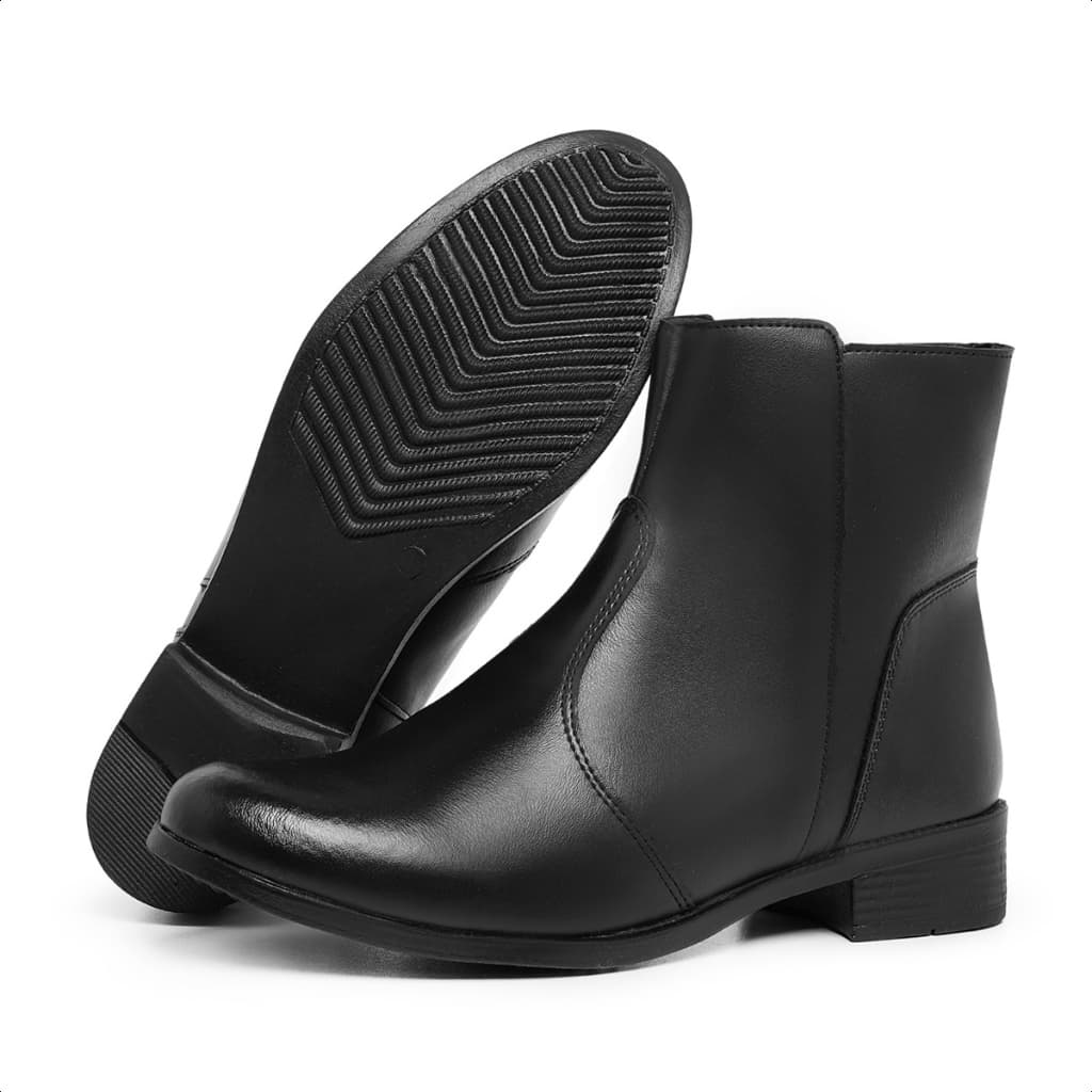 Bota Feminina Cano Curto Coturno Bico Redondo