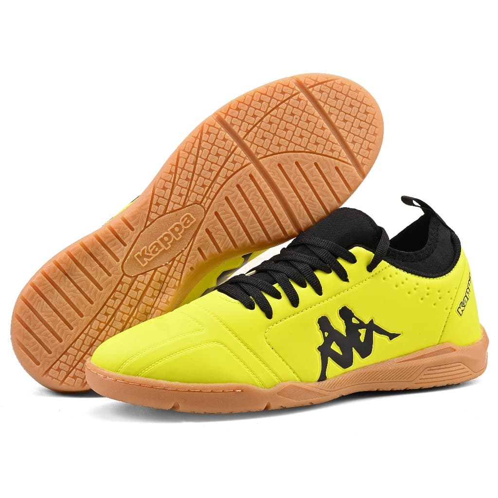 Chuteira Kappa Milan II Masculina Original Futsal Amarelo Preto Confortável