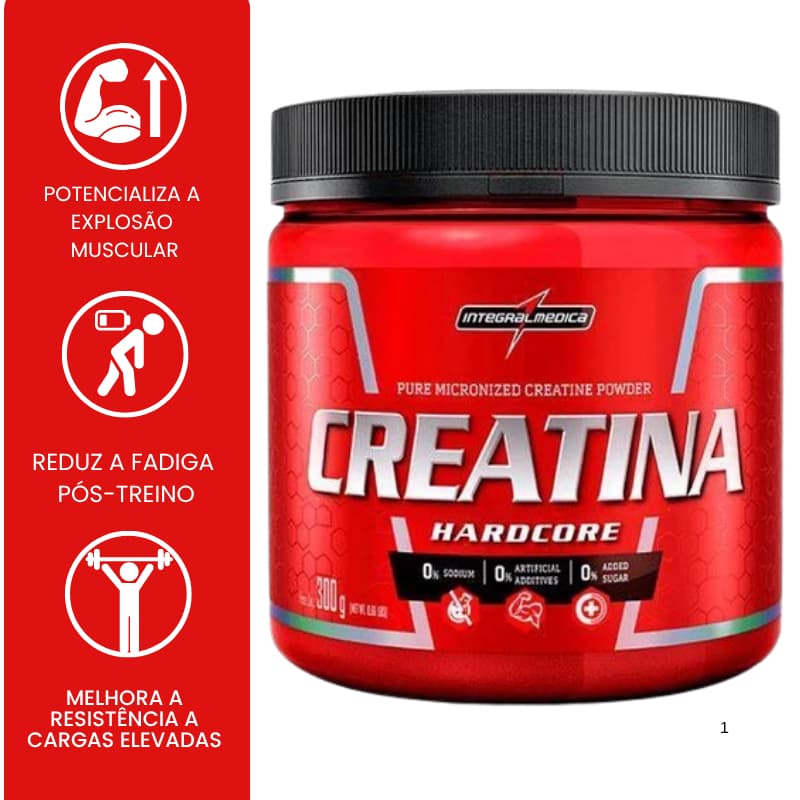 Creatina Pura Integral Medica Hardcore 300g Integralmedica + Força