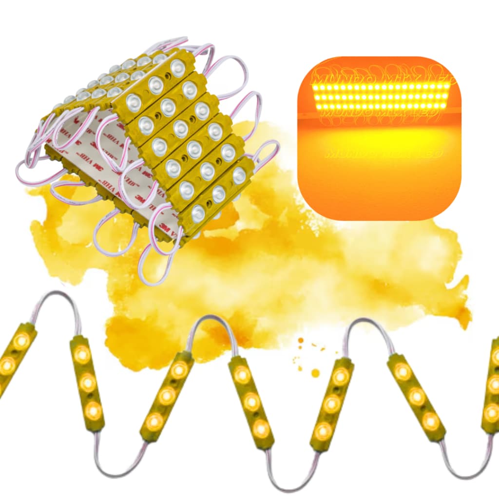 20 Módulos 3 Led Luminoso Injetado 1.5w 12v Ip67 Amarelo