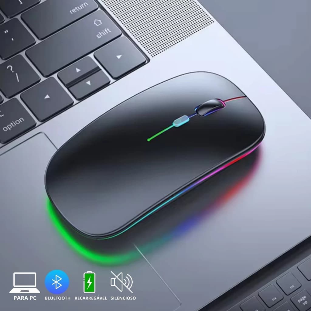 Mouse Sem Fio LEHMOX LEY-181 | 2.4GHz + Bluetooth 5.2 | Recarregável USB | RGB |