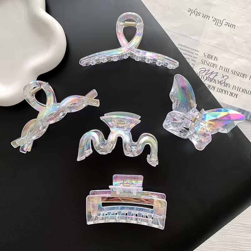 Presilhas Garras de Cabelo Cristal Iridescente Acessório Feminino