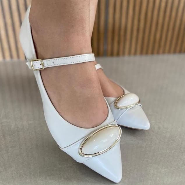 Sapatilha Feminina Pérola Branca Ultra Confortável Dama Modelo Bonito Confortavel