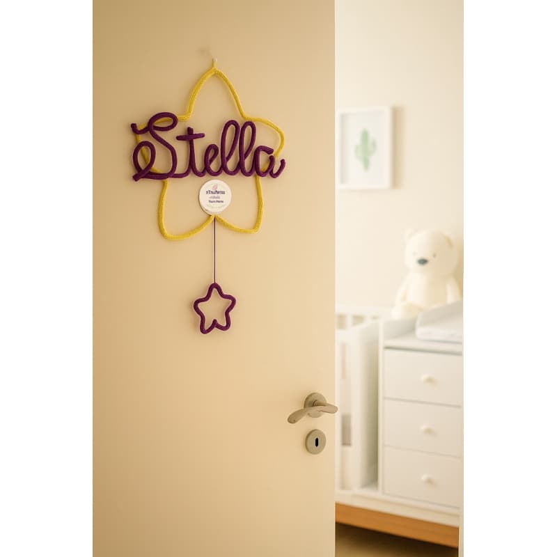 aTaliArtes- Porta maternidade de estrela personalizada em tricotin