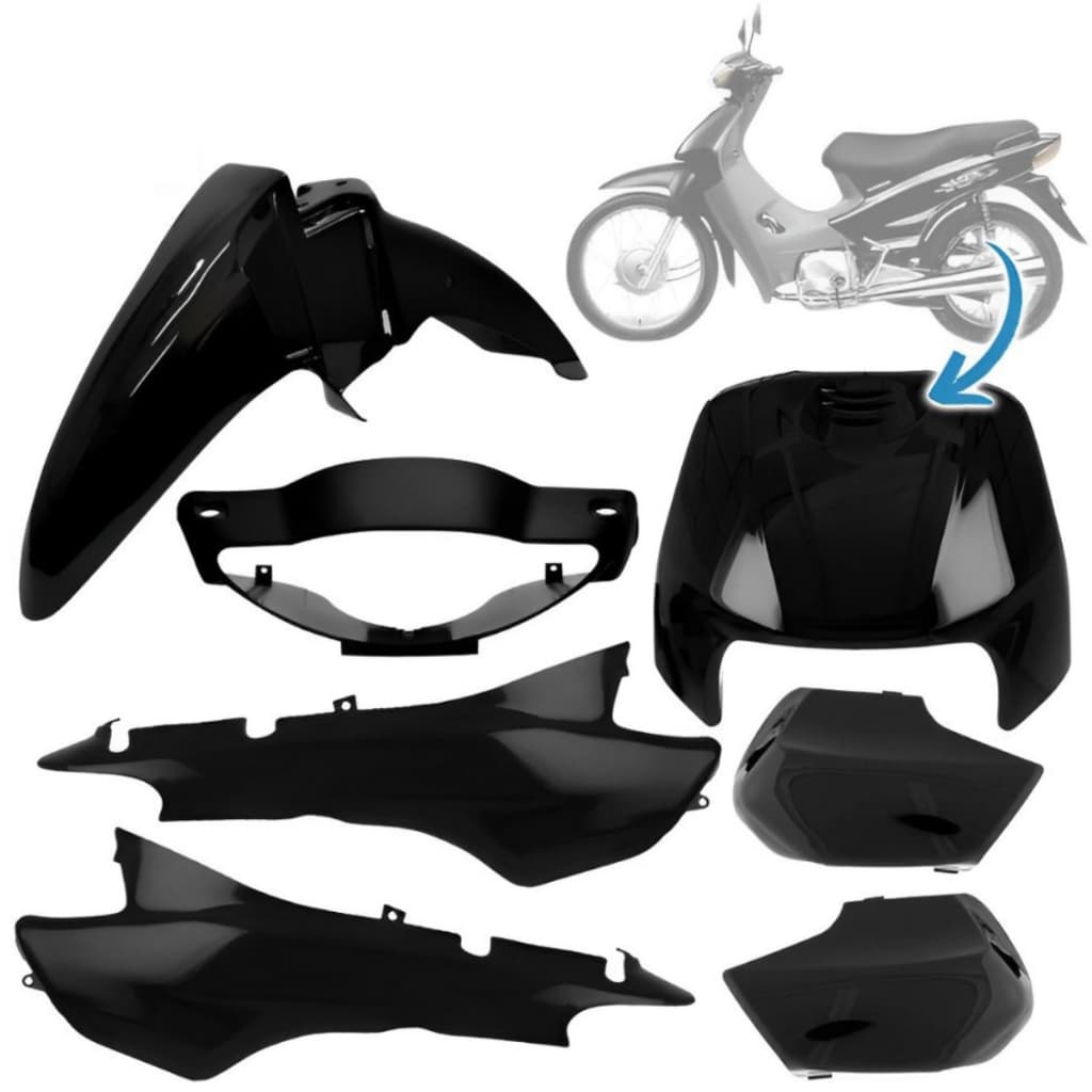 Kit Carenagem Completo 5 Peças Moto  Biz 100 1998 1999 2000 2001 2002 2003 2004 2005 Original