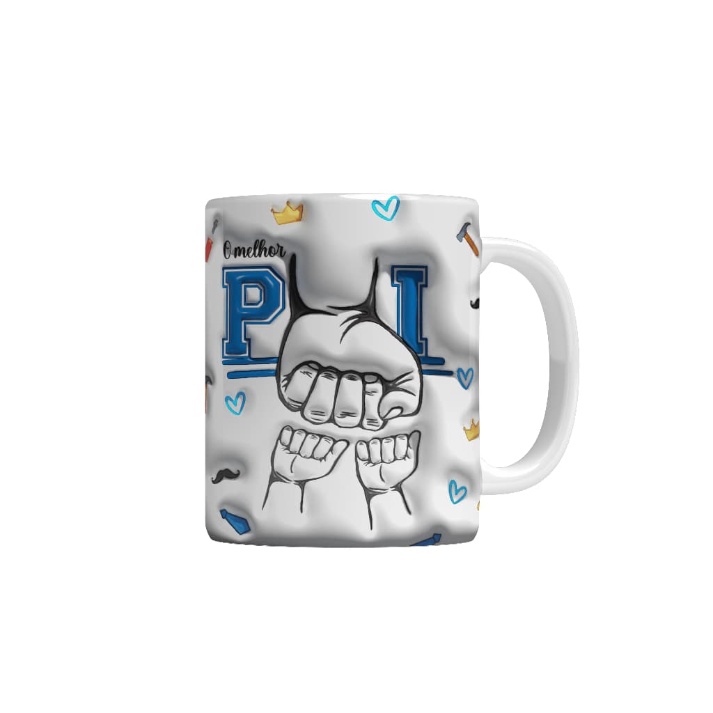 Caneca Personalizada Dia Dos Pais com nome Segurando Mão do Pai Segurando A Mão Do Vovô Com Efeito Inflado 3D