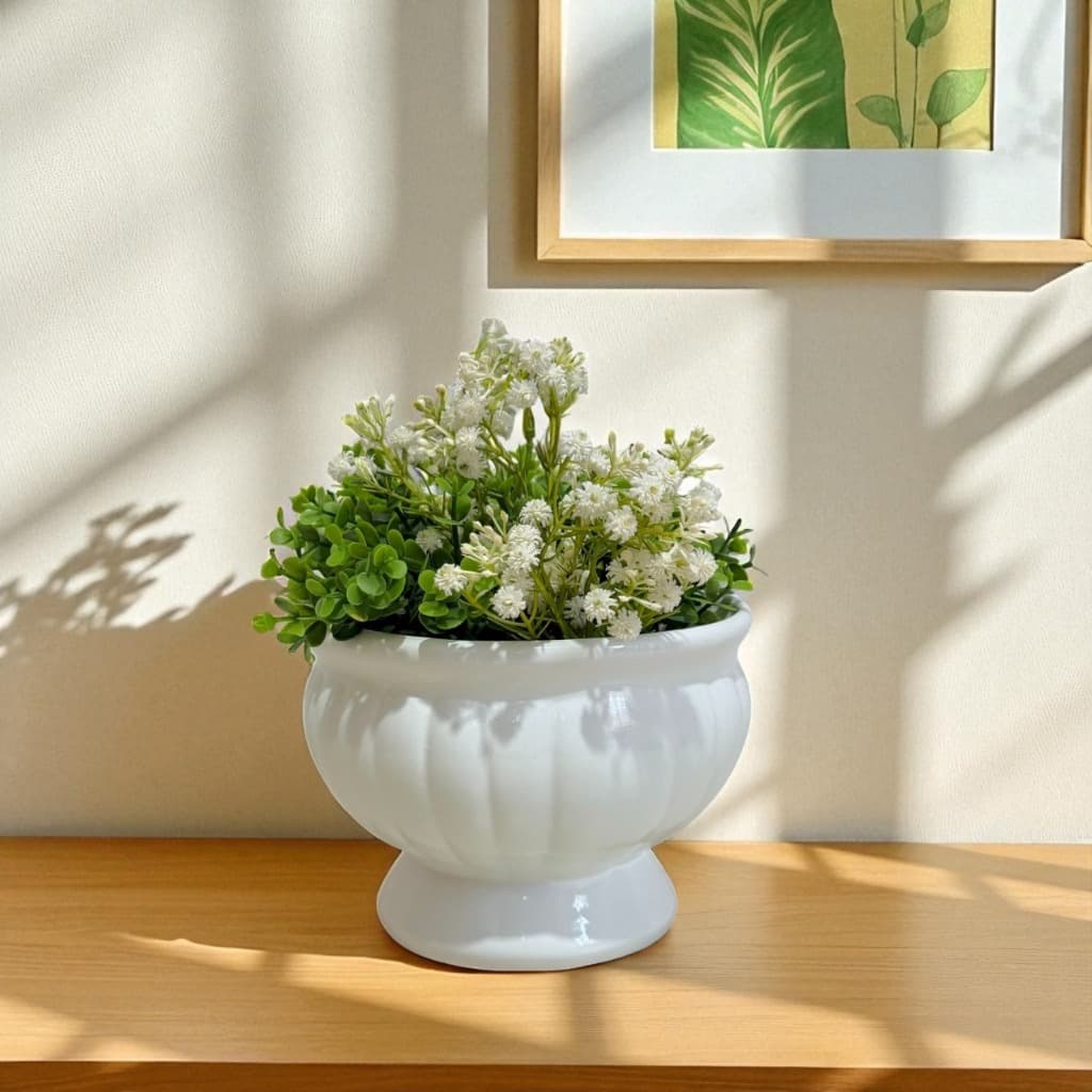 Enfeite Cachepot Cerâmica Vaso para Decoração Arranjo com  Flores Artificiais Secas Mesa Posta Festa