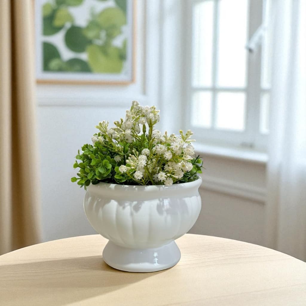 Vaso Enfeite Cachepot de Cerâmica Arranjo para Flores Artificiais Decoração Casa Mesa Sala Kit Festa