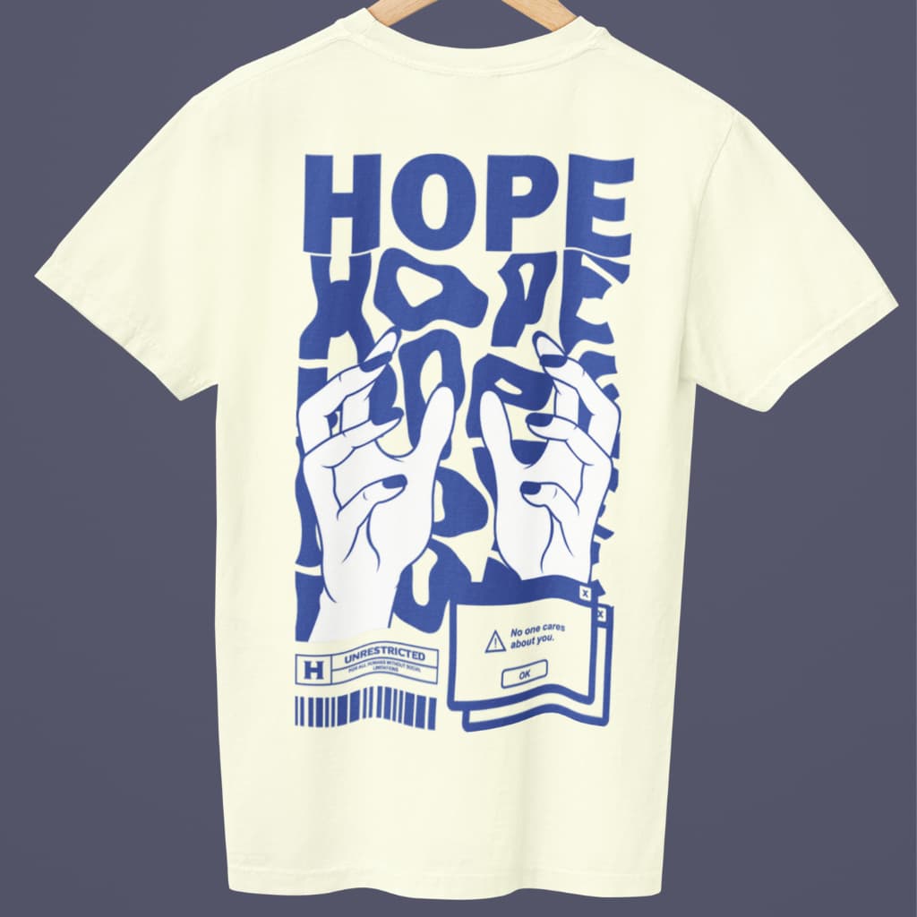 Camiseta Oversized Hope Streetwear Cores 100% Algodão
