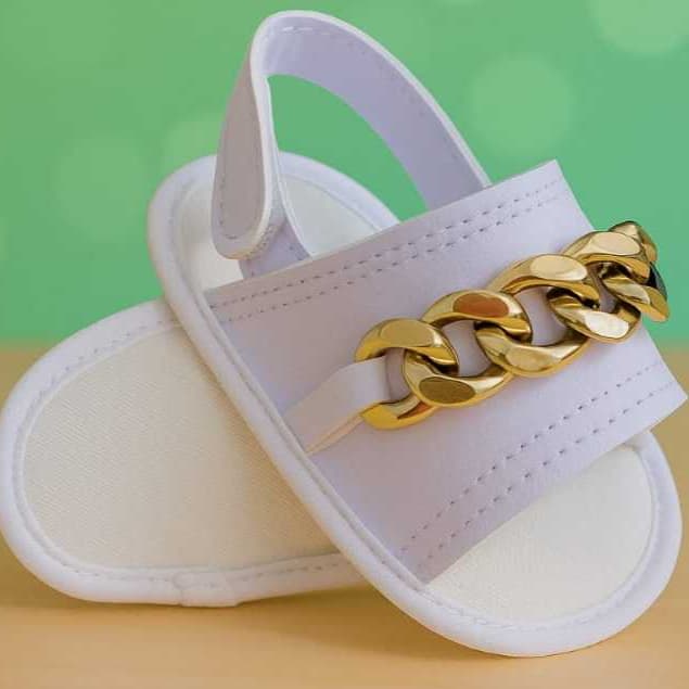 Sandália Feminina Infantil Menina Bebê Branco Para Batizado Estilosa  Com Desconto Envio Rápido