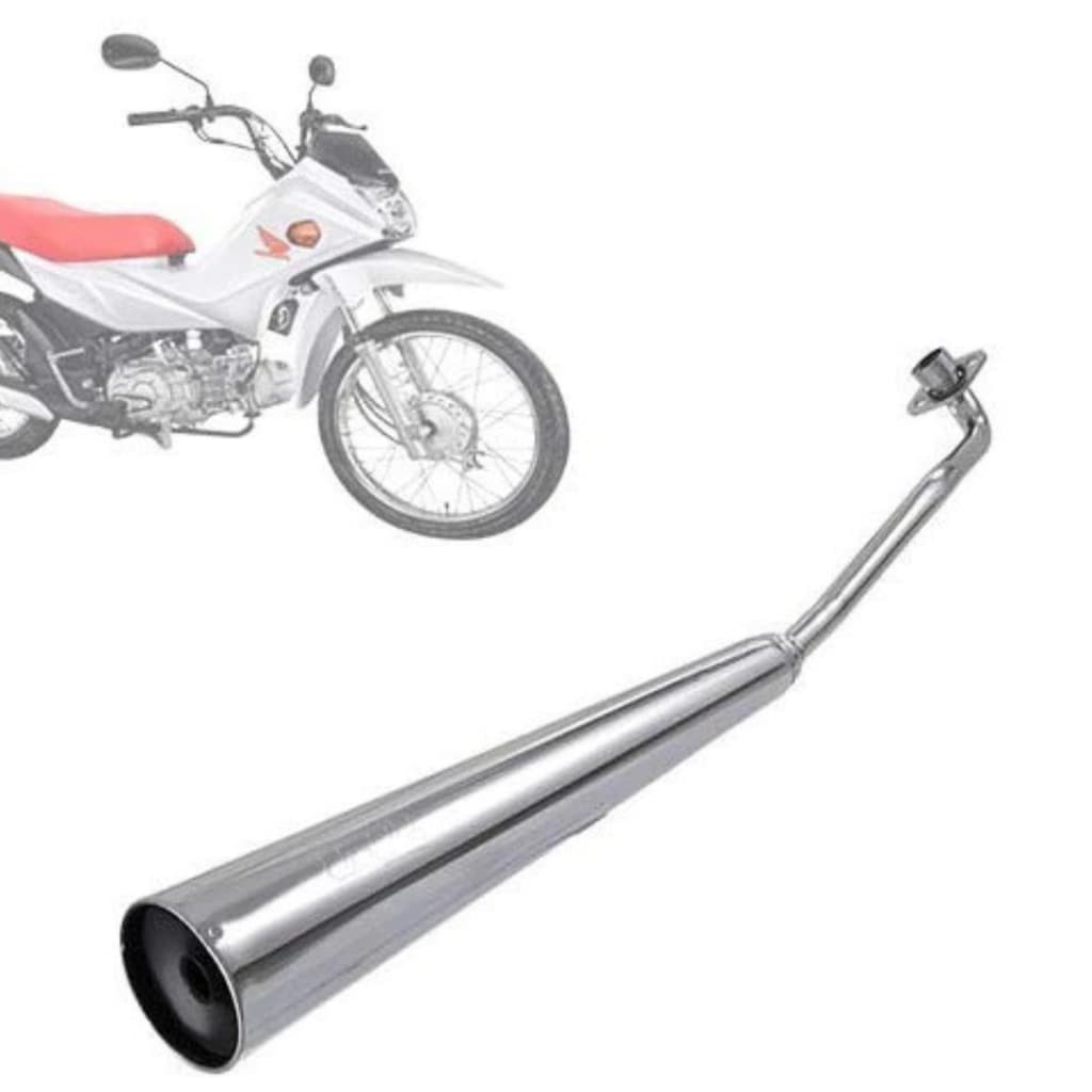 Escapamento Cano Descarga Moto Modelo GpMini Cromado Biz 100 1998 1999 2000 2001 2002 2003 2004 2005