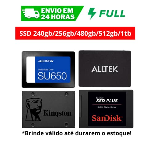 SSD 240GB/256GB/480GB/500GB/512GB/960GB/ 1TB Kingston, Alltek. Sandisk, Adata,Crucial e Kross