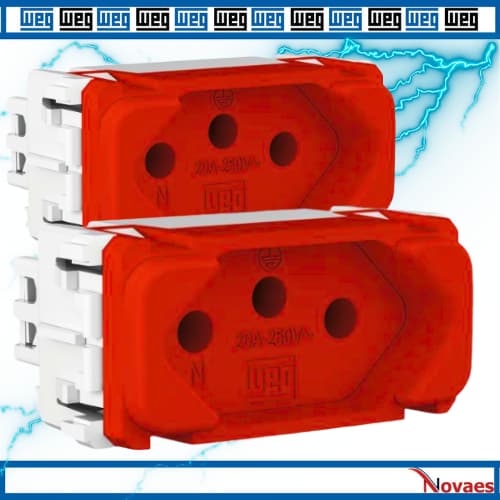 Kit 2 Módulo Tomada 2P+T 20A 250V Composé Vermelho WEG