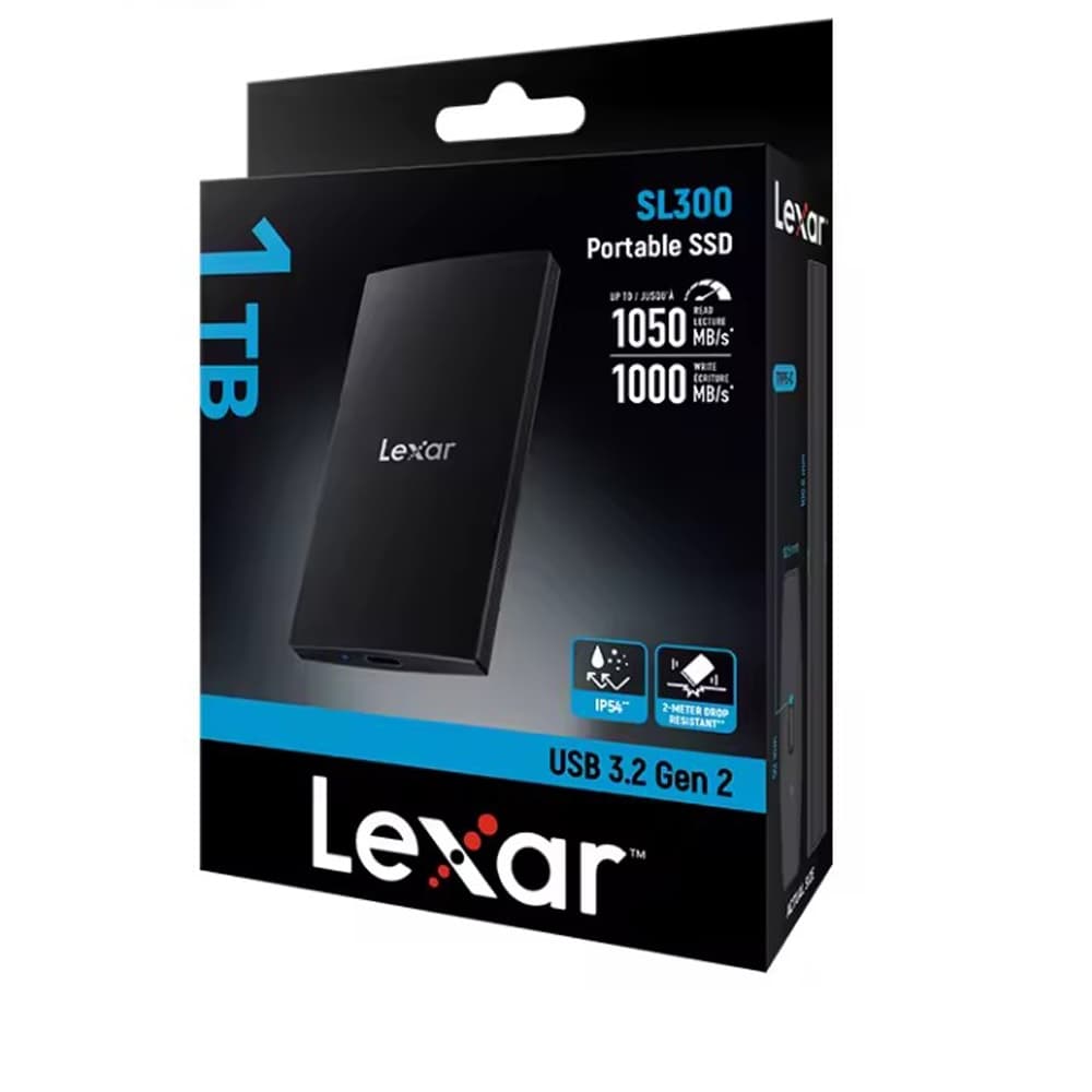 HD Ssd Portátil Lexar Sl300  - Preto- 1050 Mb/s