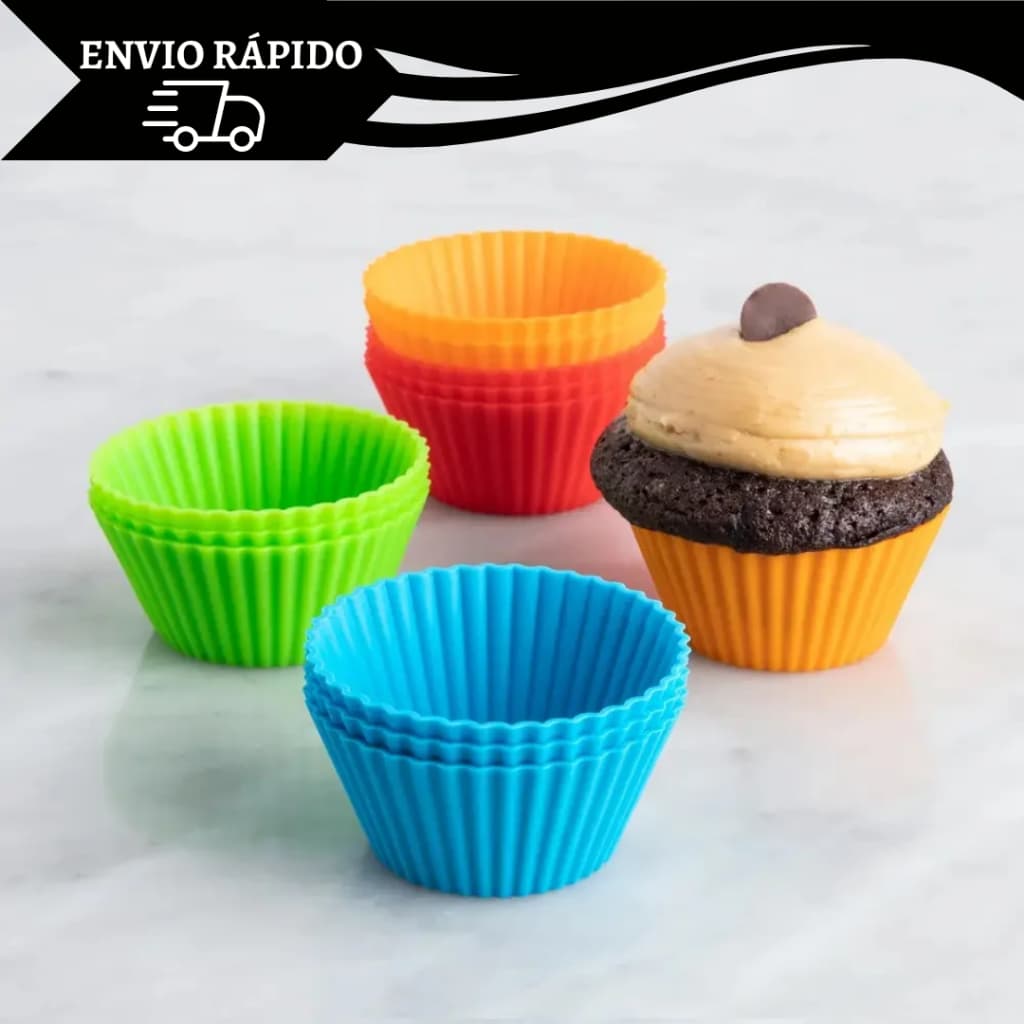 Forminha de Silicone Forma Assadeiras de Cupcake, Mini Bolo, Muffin Confeitaria Antiaderente