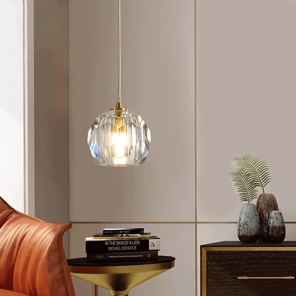 Lustre Pendente Cúpula Cristal K9 Redondo Alto Padrão 40w LED 3 Cores Bivolt Gold Luxo