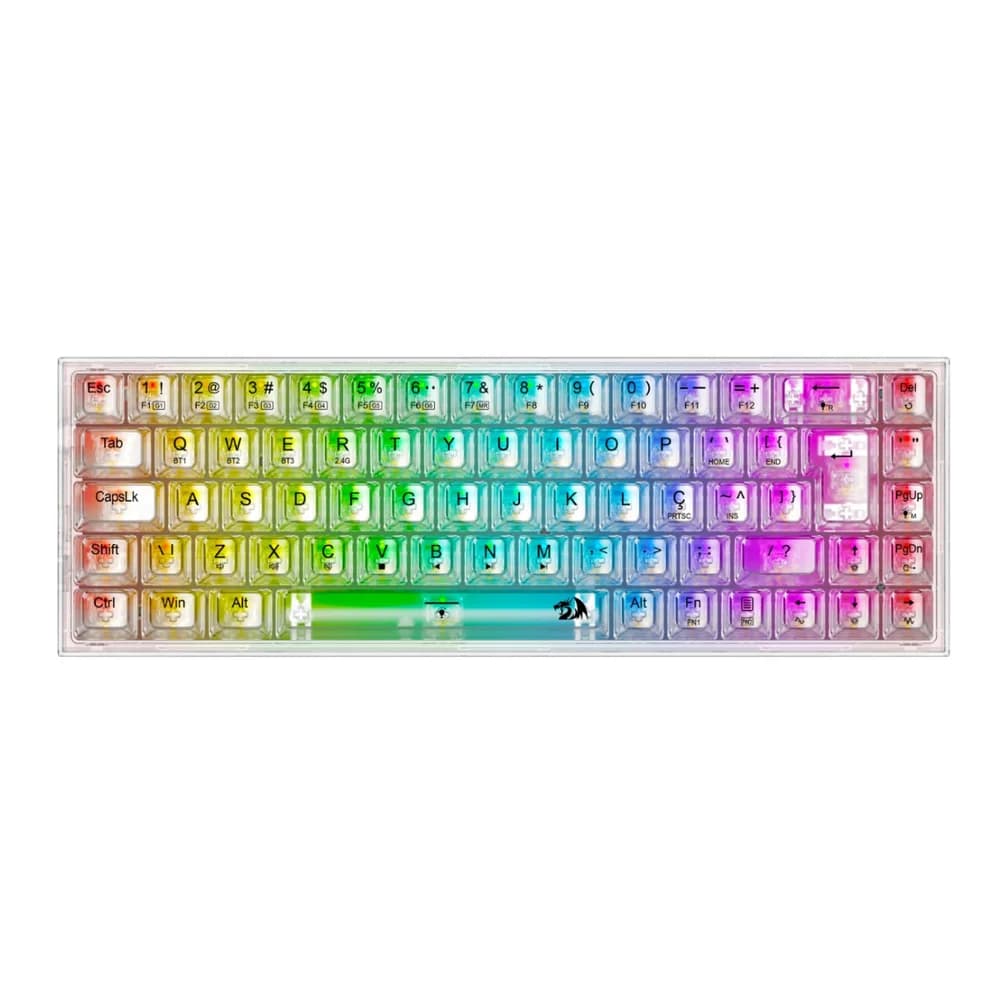 Teclado Mecânico Gamer Redragon Transparente Castor Pro RGB