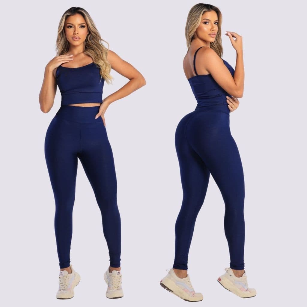Conjunto Legging + Top Bojo Removível Suplex Academia Costura Reforçada Cintura Alta