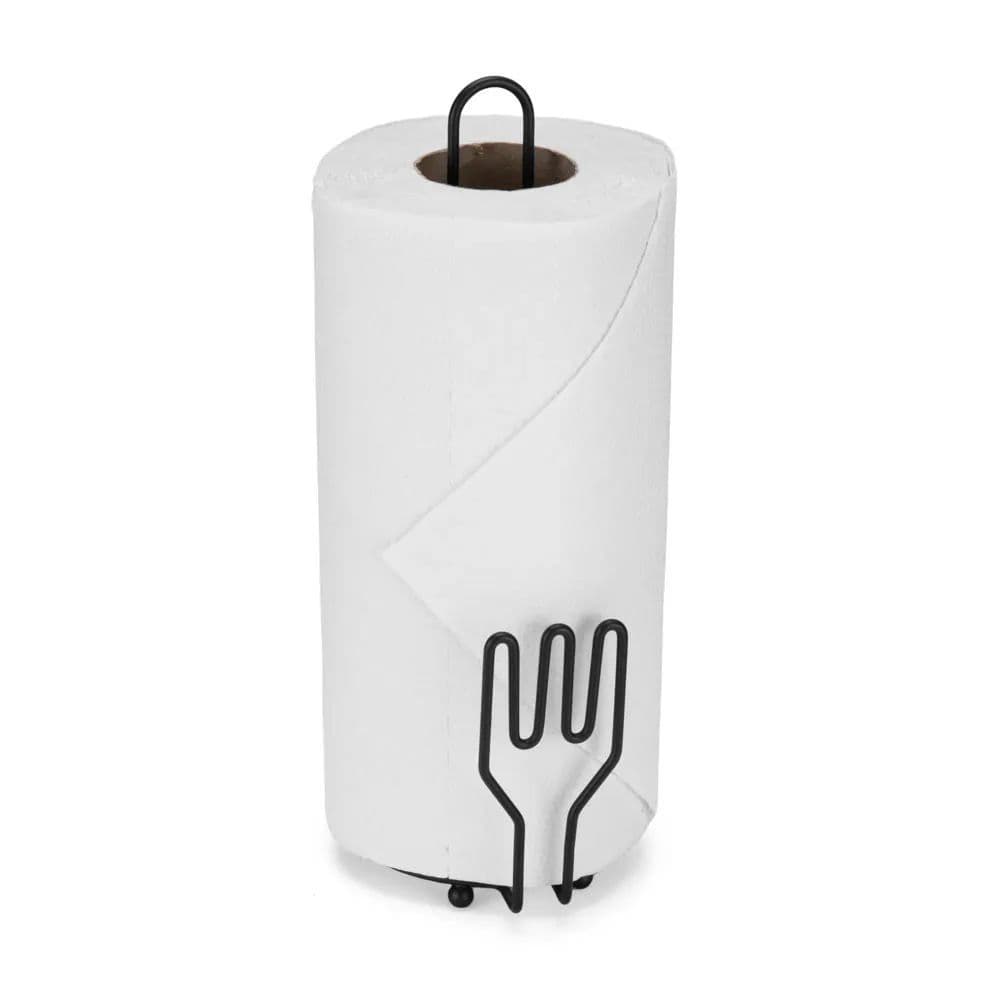 Suporte Porta Rolo Papel Toalha Preto Aço Cozinha Mesa Jantar