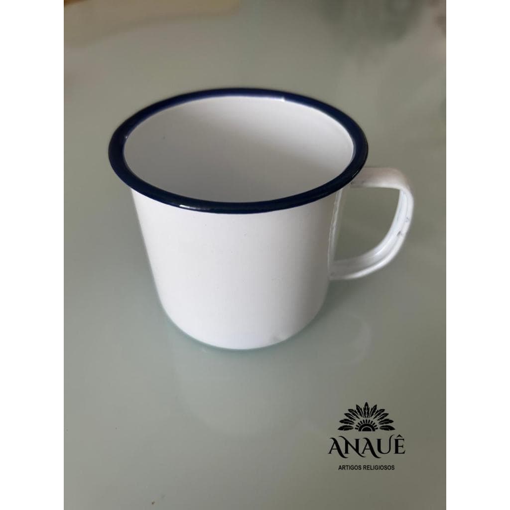 Caneca Esmaltada Branca Tipo Ágata Número 8