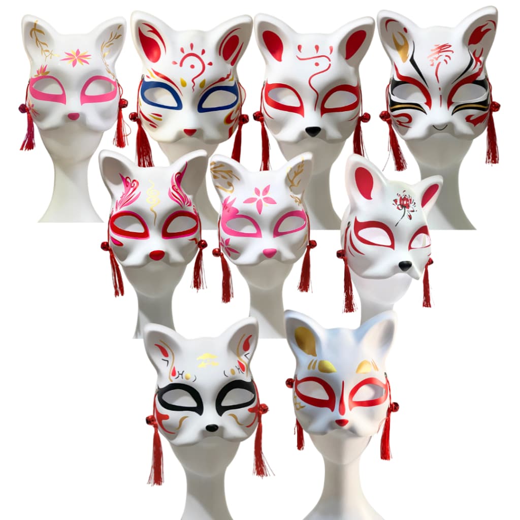 Máscara Raposa Japonesa Yokai Kitsune Novos Modelos