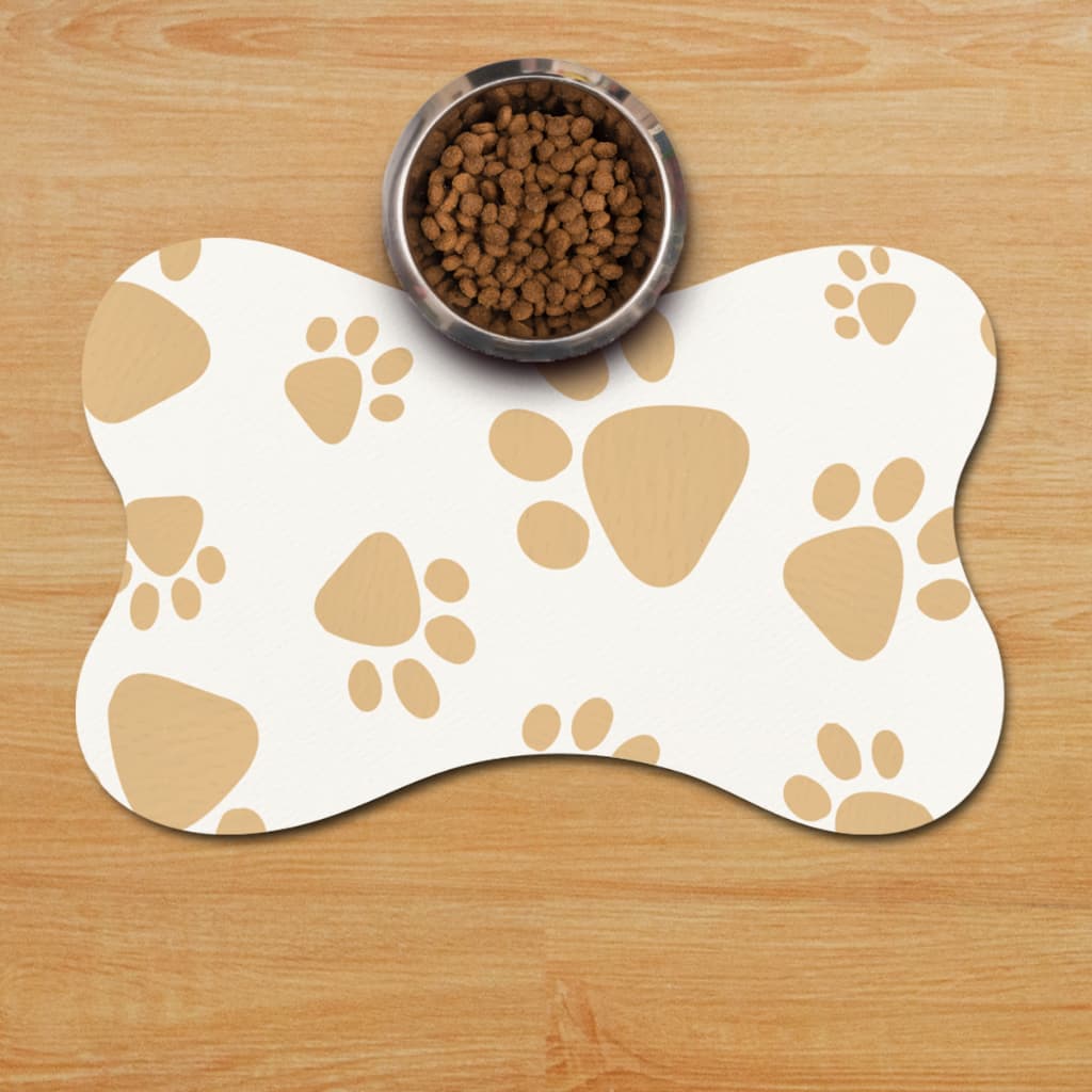 Tapete Pet Patas Marrom Para Comedouro Osso 46x30