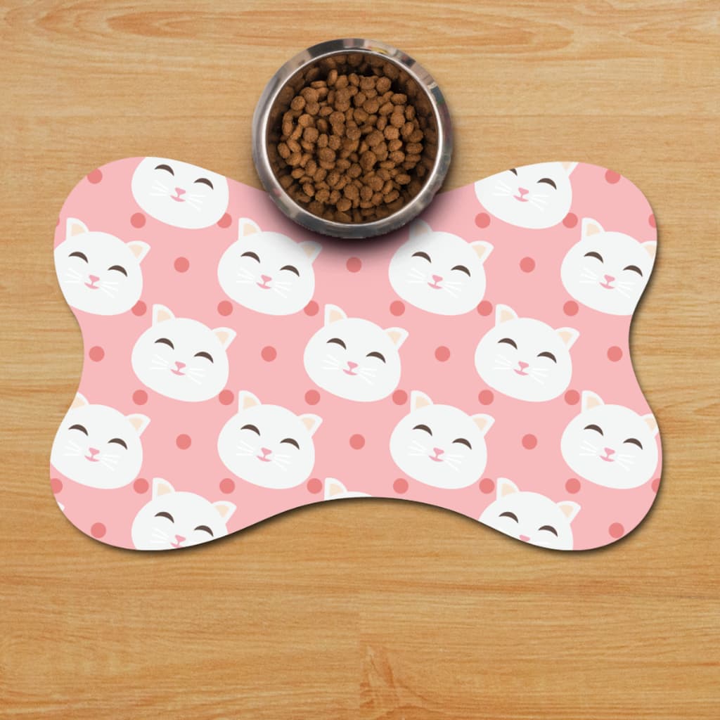 Tapete Pet Gatinho Rosa Para Comedouro Osso 46x30