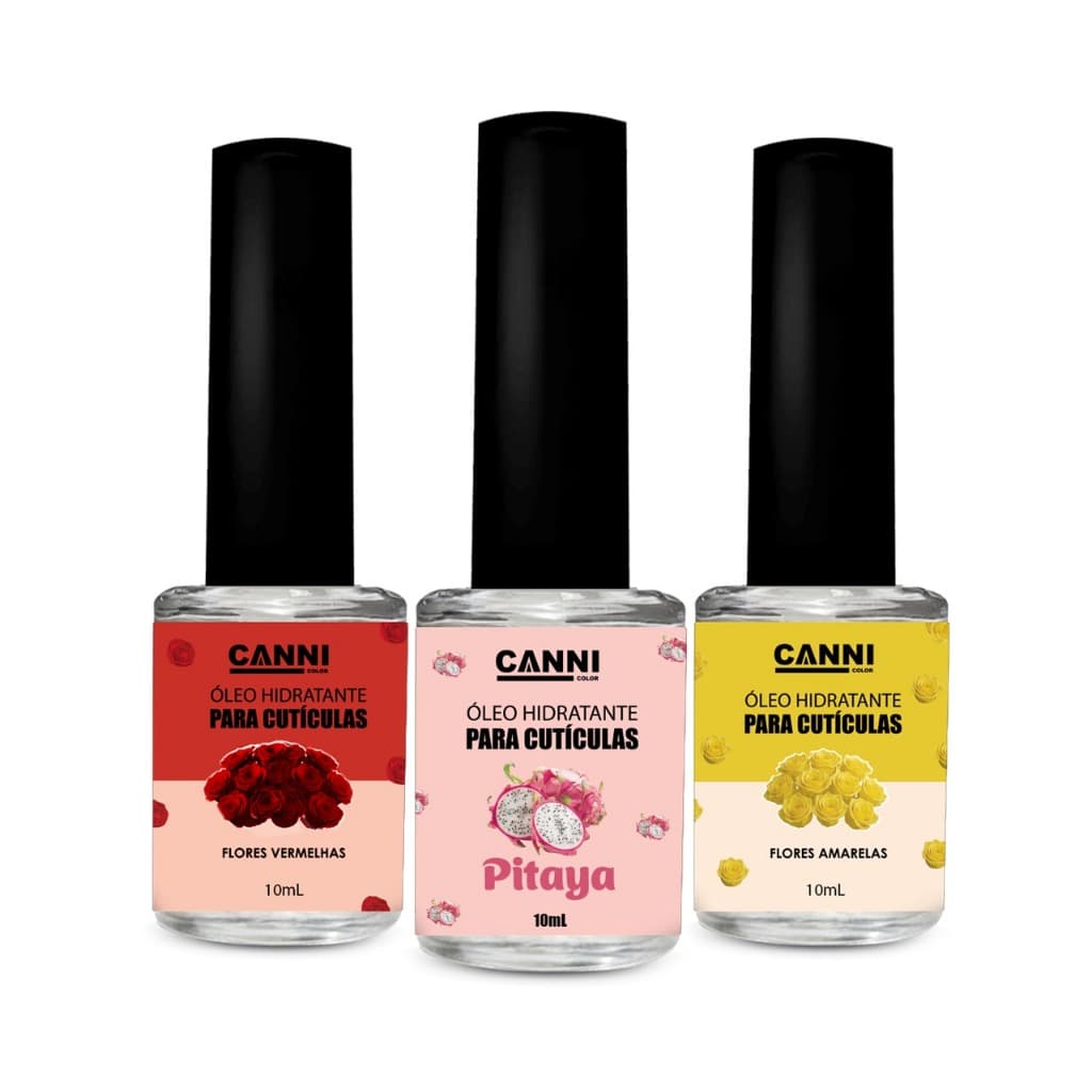 Kit 3 óleo hidratante de cutículas para unhas com fragrância canni color