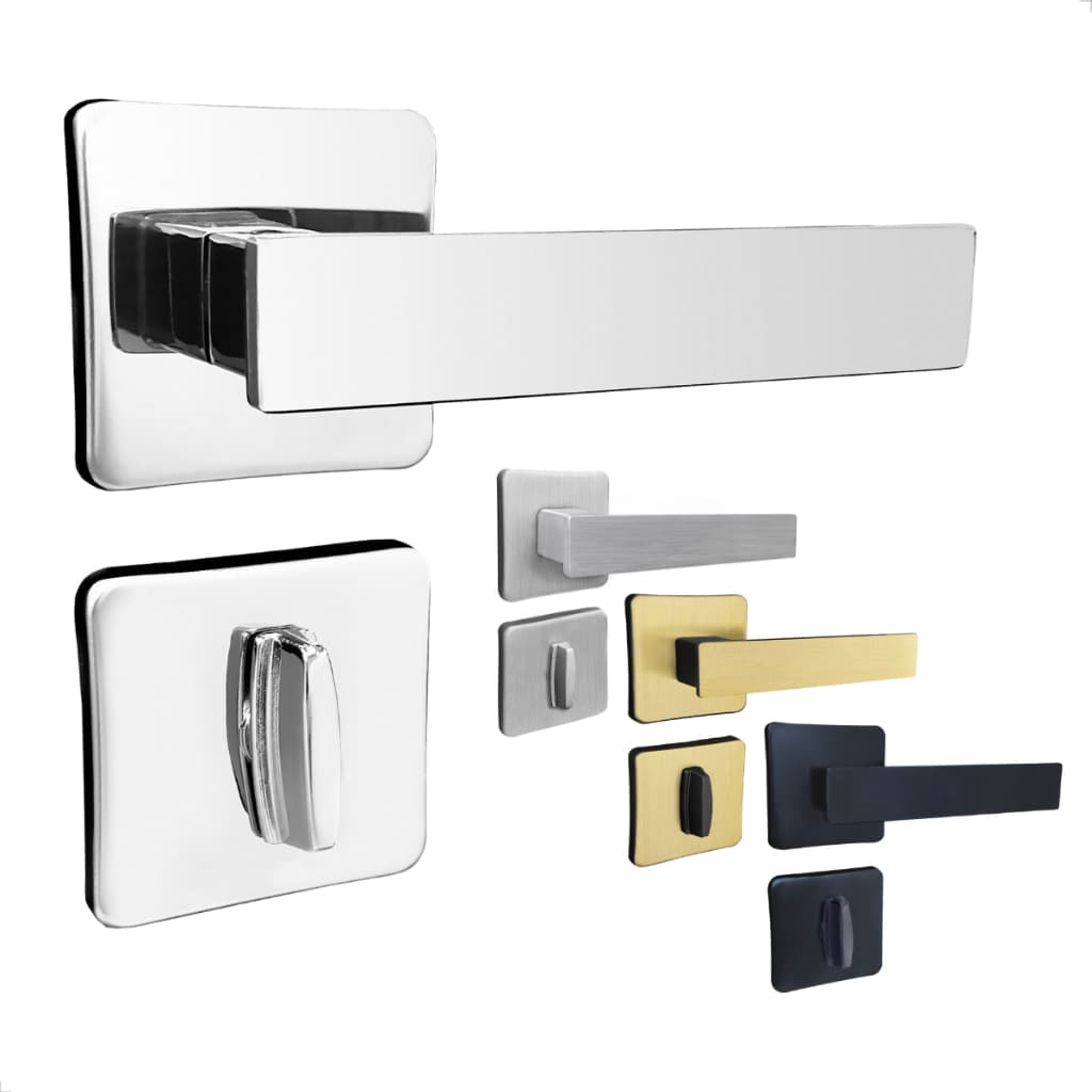 Fechadura Banheiro Topázio Máq. 40mm Roseta Quadrada União Mundial