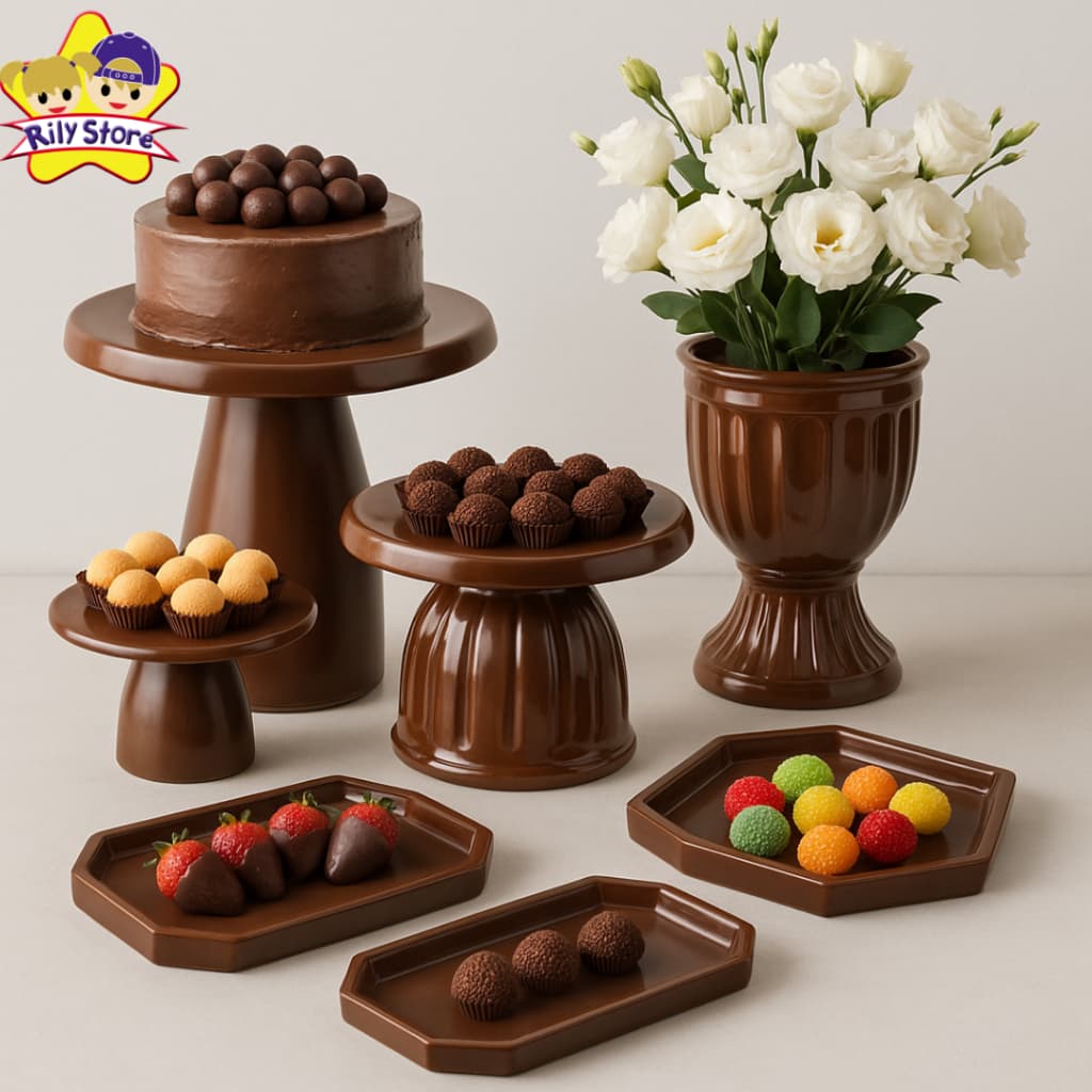Kit Romano Boleira Slim 17x20cm + Boleira Romana Slim 17 + 1 Vaso Romano, 1 Mini Slim, 2 Mini Lapidadas, 1 Sextavadinha