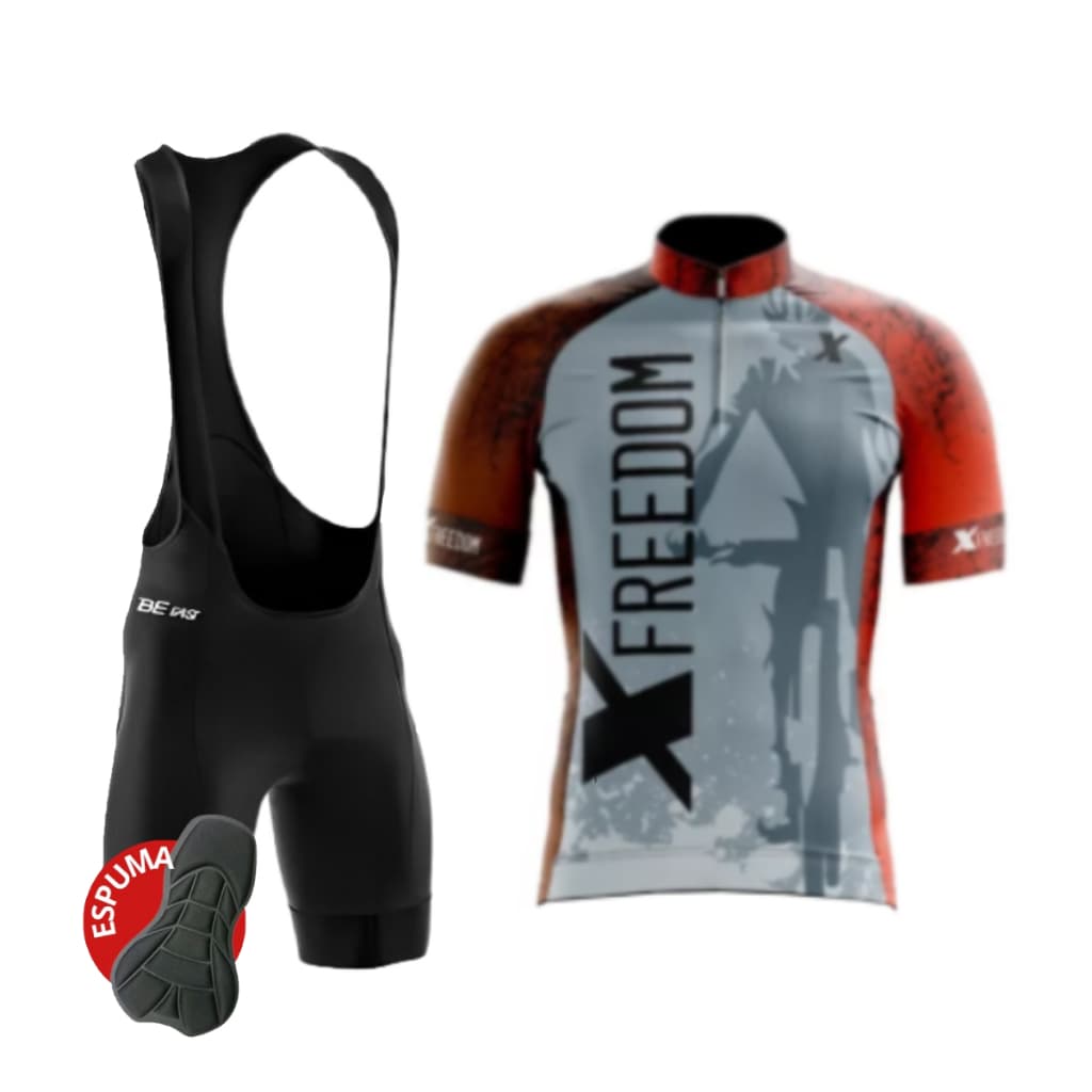 Conjunto Ciclismo Uniforme Camisa Ciclismo C/ Proteção UV e Bretelle Ciclismo C/ Forro