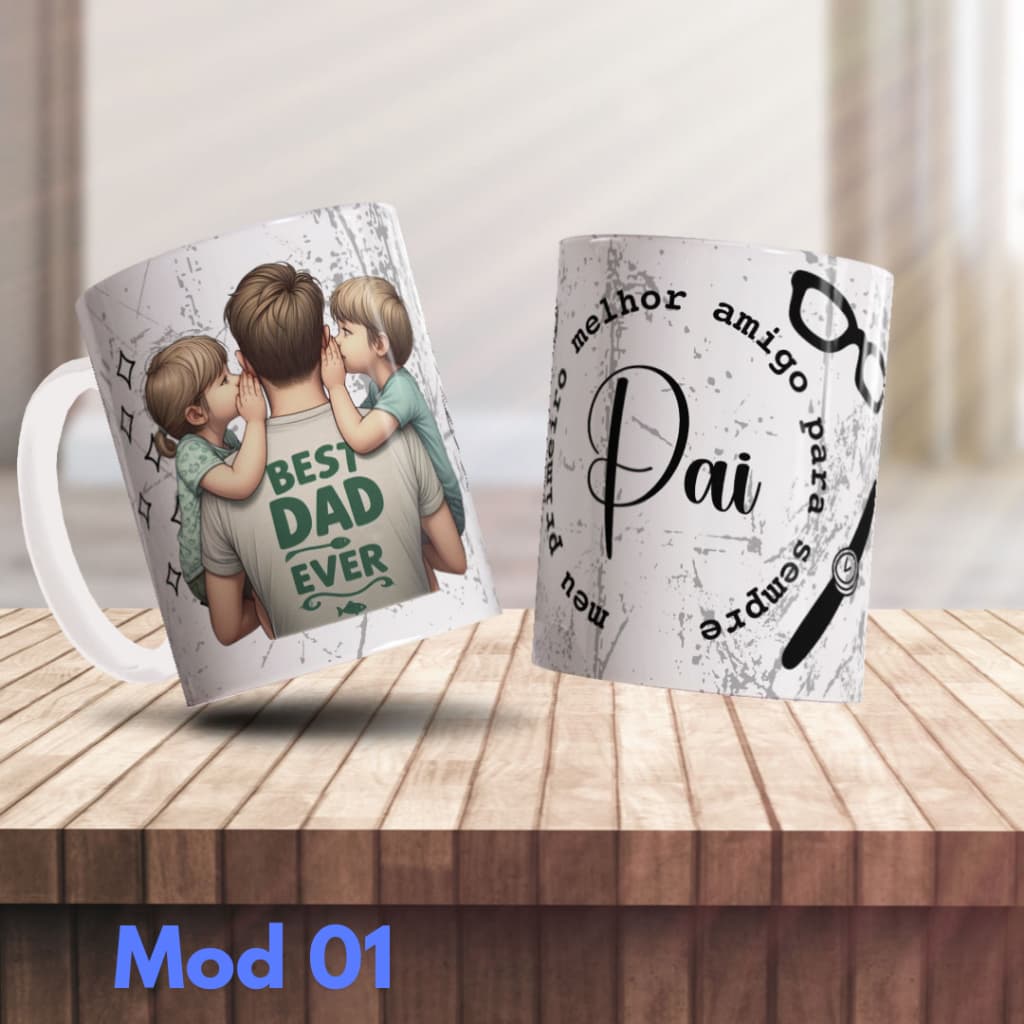 Caneca Pais e Filhos Melhor Pai e Amigo do Mundo Dia dos Pais