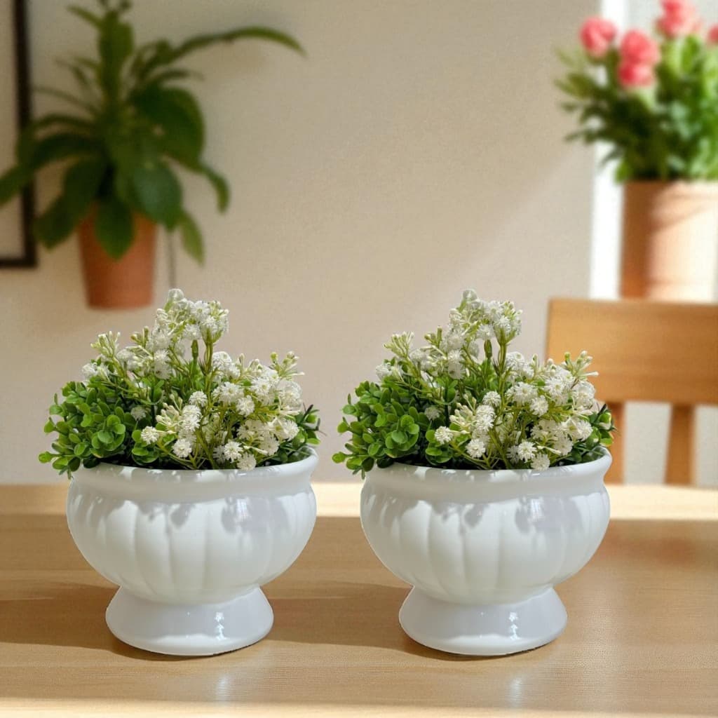 Enfeite Kit 2 Vasos Decoração Cerâmica Arranjos Flore Secas Festa Casa Presente Mesa Posta Luxo