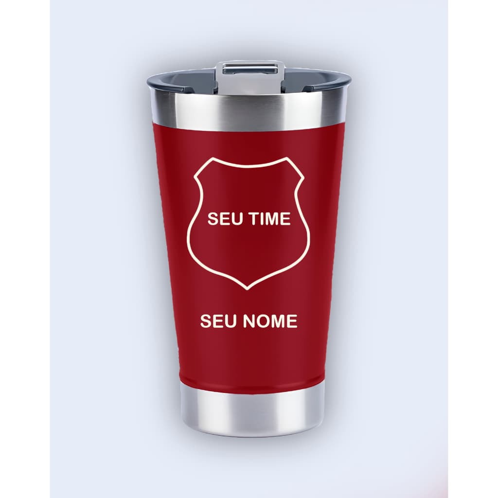 Copo Térmico Inox 473ml Personalizado com Nome, Foto, Logo ou Time – Com Tampa | Presente Criativo