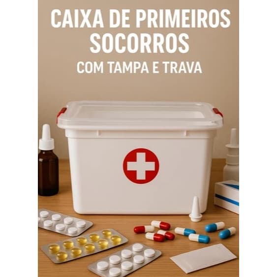 Caixa Primeiros Socorros Organizador De Remédios Medicamentos Com Trava 5 Litros Médica Doméstica
